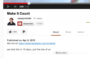 Example of a call to action and URL on YouTube