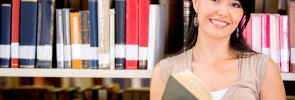 Girl studying in the library