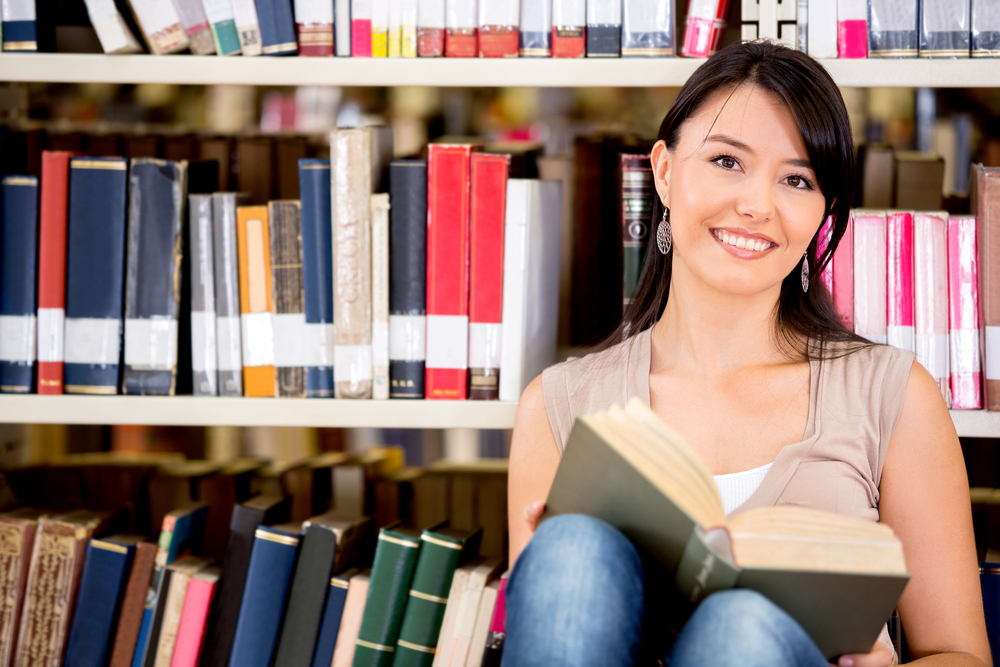 Girl studying in the library