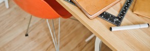 Work desk & orange chair